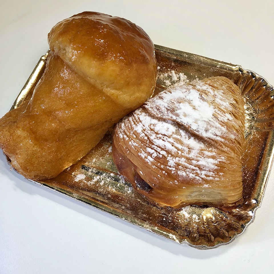 Sfogliatella and Rum Baba from La Sfogliatella Mary, Naples, Italy.