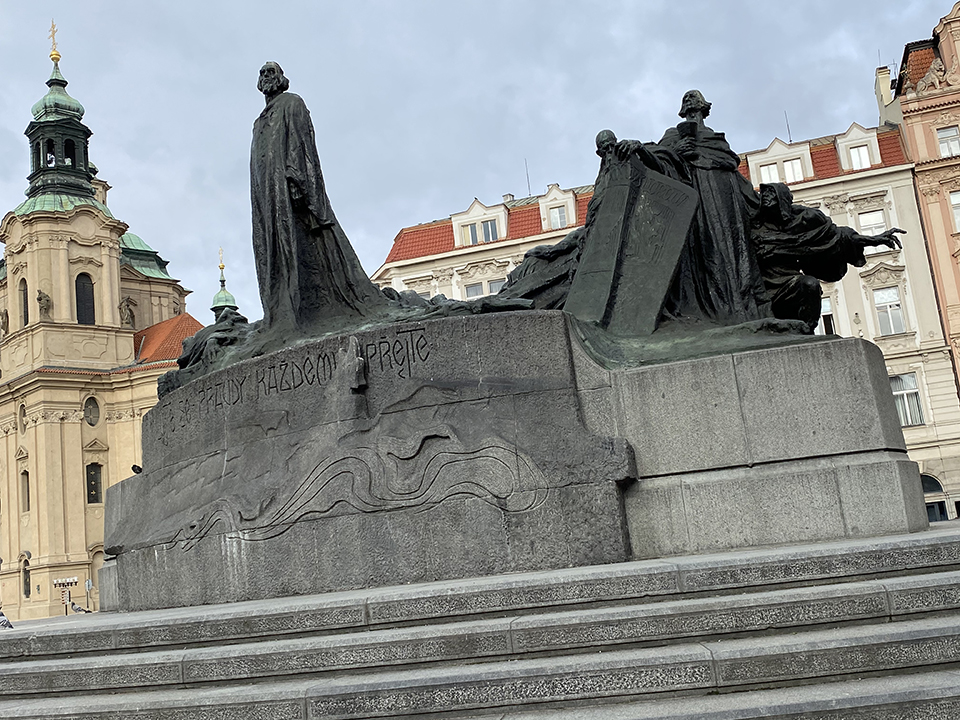 Jan Hus memorial in the Old Town Square.