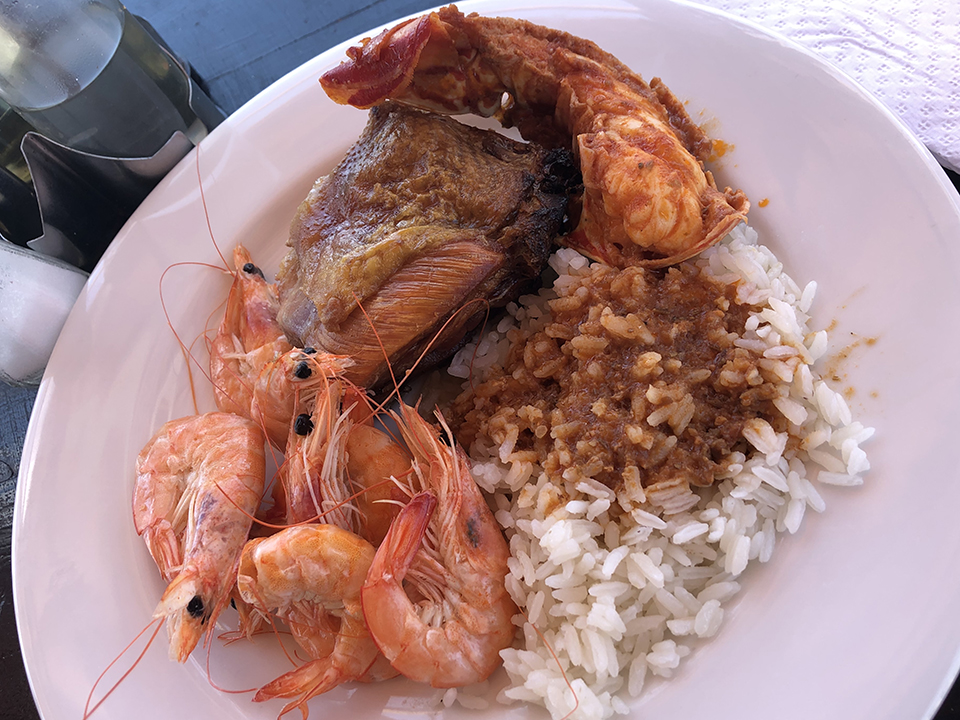 Our delicious lunch on Media Luna Island.