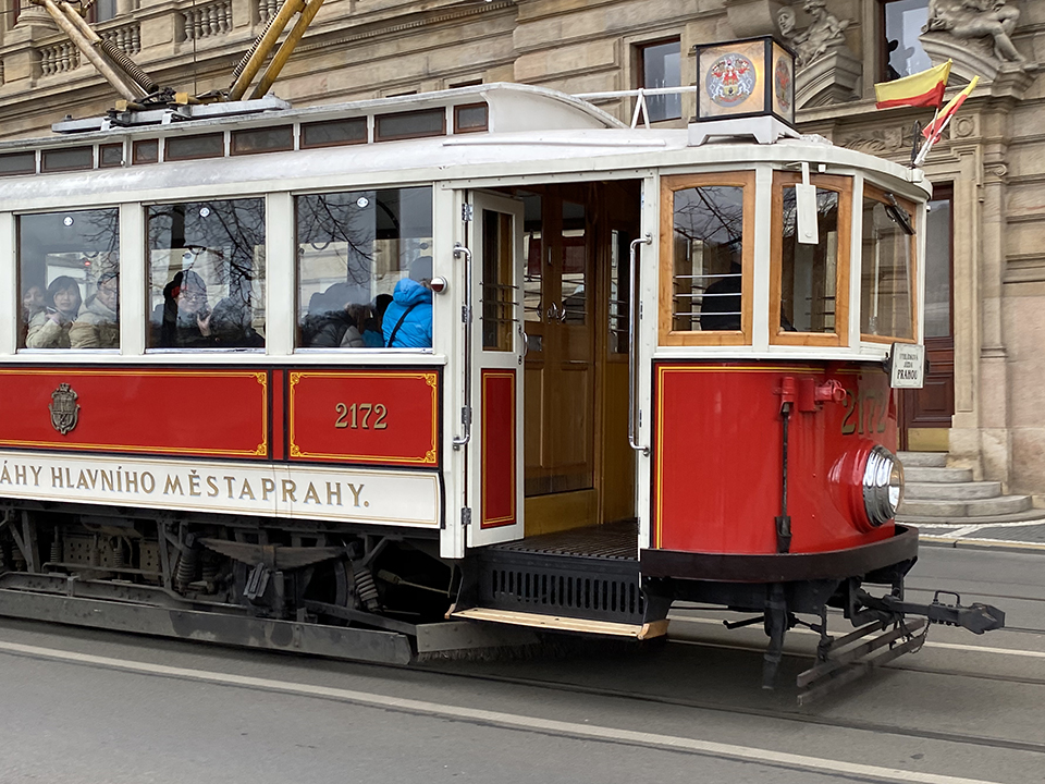 Beautiful vintage tram, Prague.