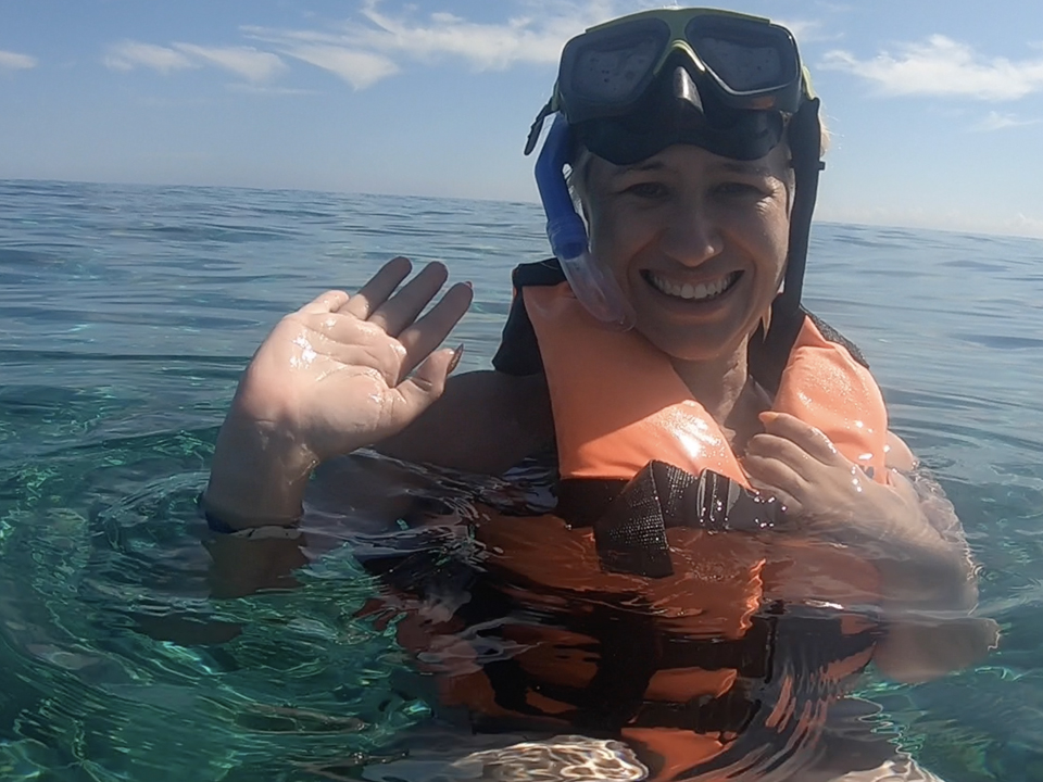 Vicky snorkelling in Cuba.