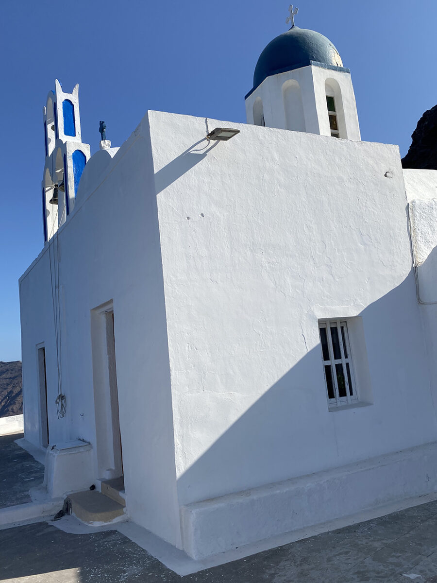 Mother of Lord Theoskepasti Holy Orthodox Church, Skaros Rock, Santorini.