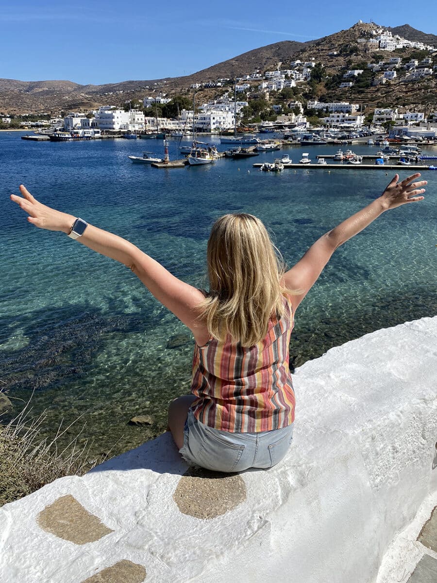 Vicky loving life on the island of Ios, Greece.