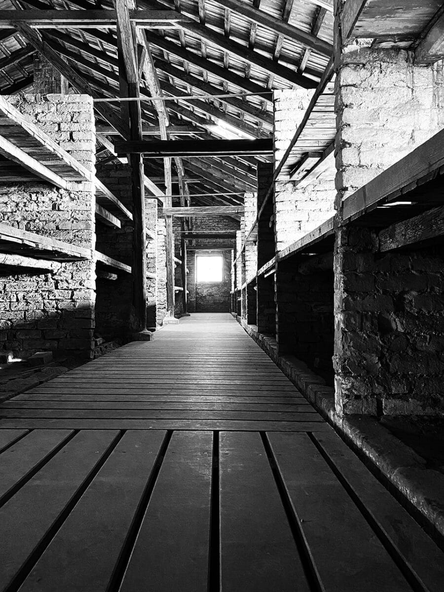 Inside the prison blocks of Auschwitz.