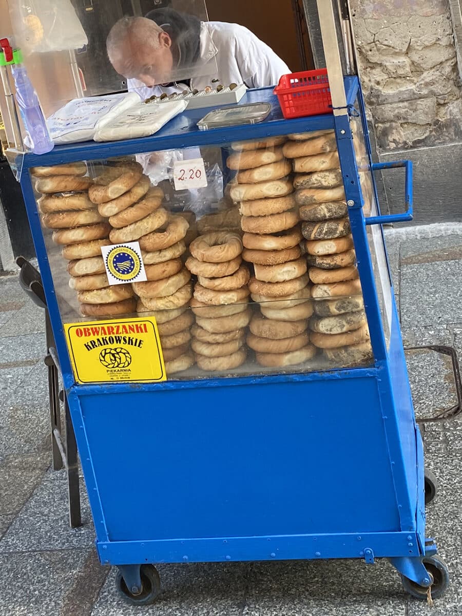 Fresh bagels in Kraków.