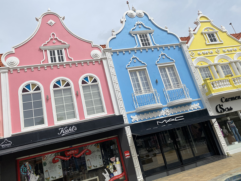 The colorful buildings of Oranjestad, Aruba.