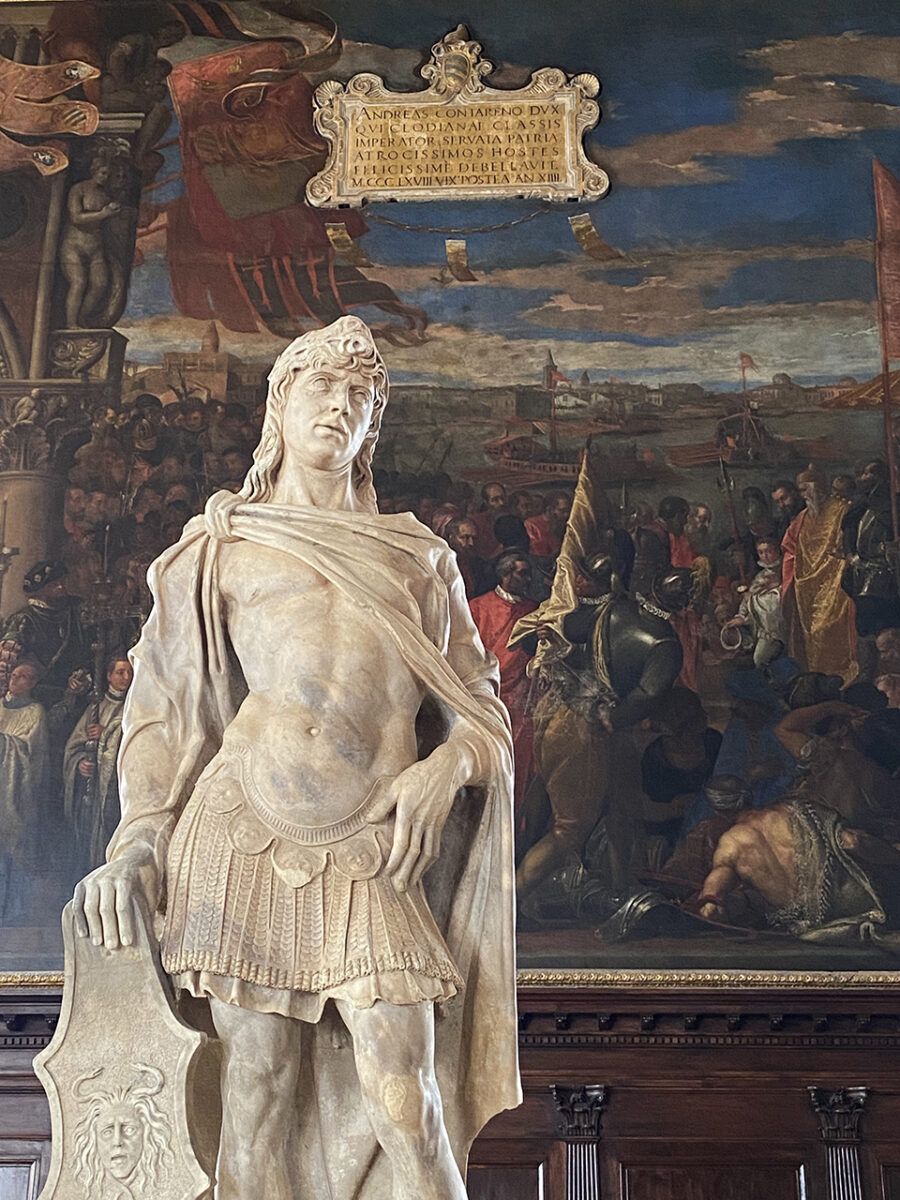 The amazing artwork and sculptures inside Doges Palace, Venice.