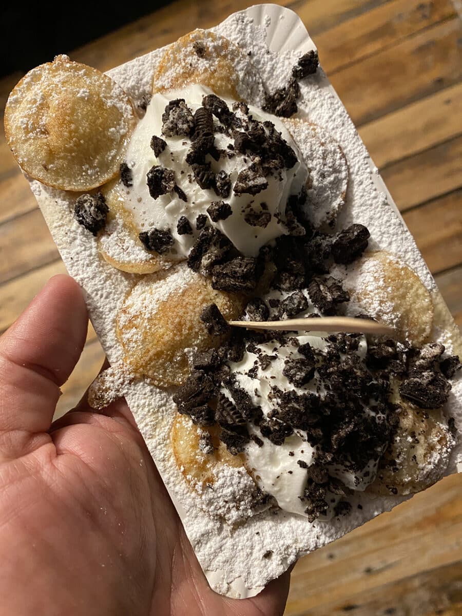 Oreo cookie topped Poffertjes, Aruba.