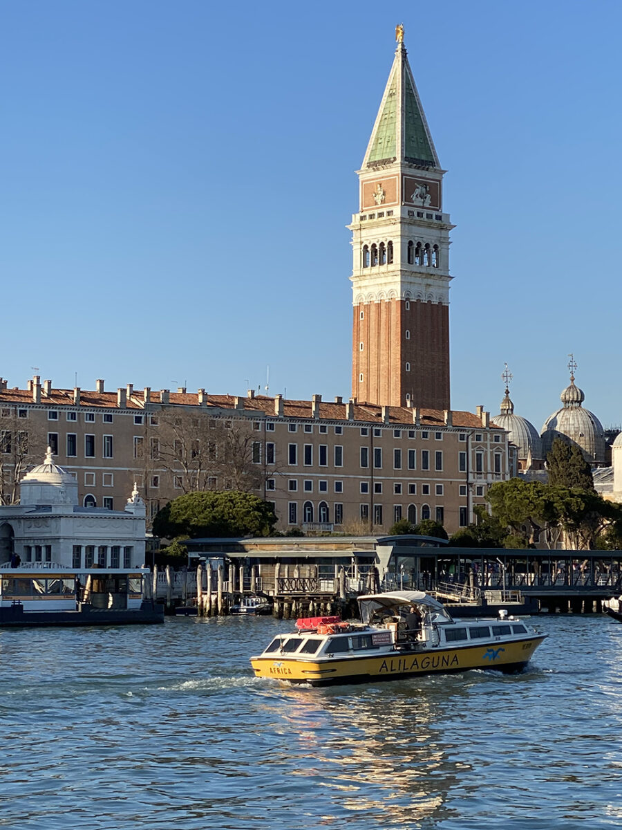 View across the water to Saint Mark's Campanile, Venice.