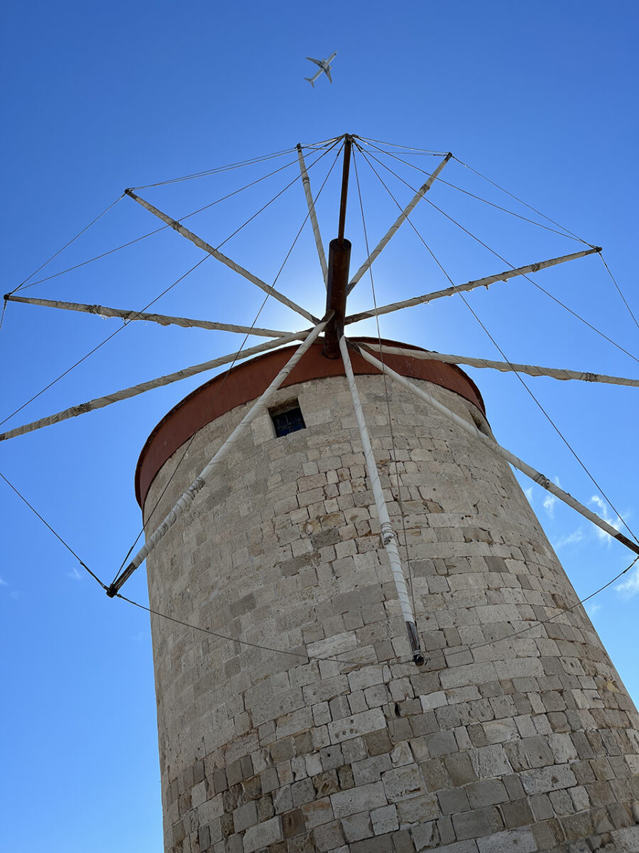 Visit the windmills of Rhodes, Greece.