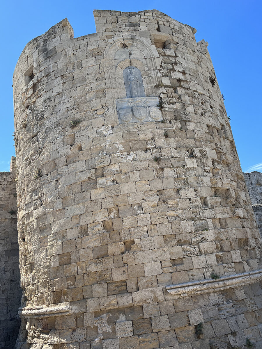 Saint Paul's Gate, old walls and towers, Rhodes, Greece.