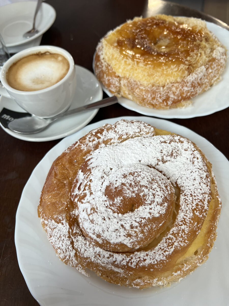 Eating Ensaimada's in Mallorca.