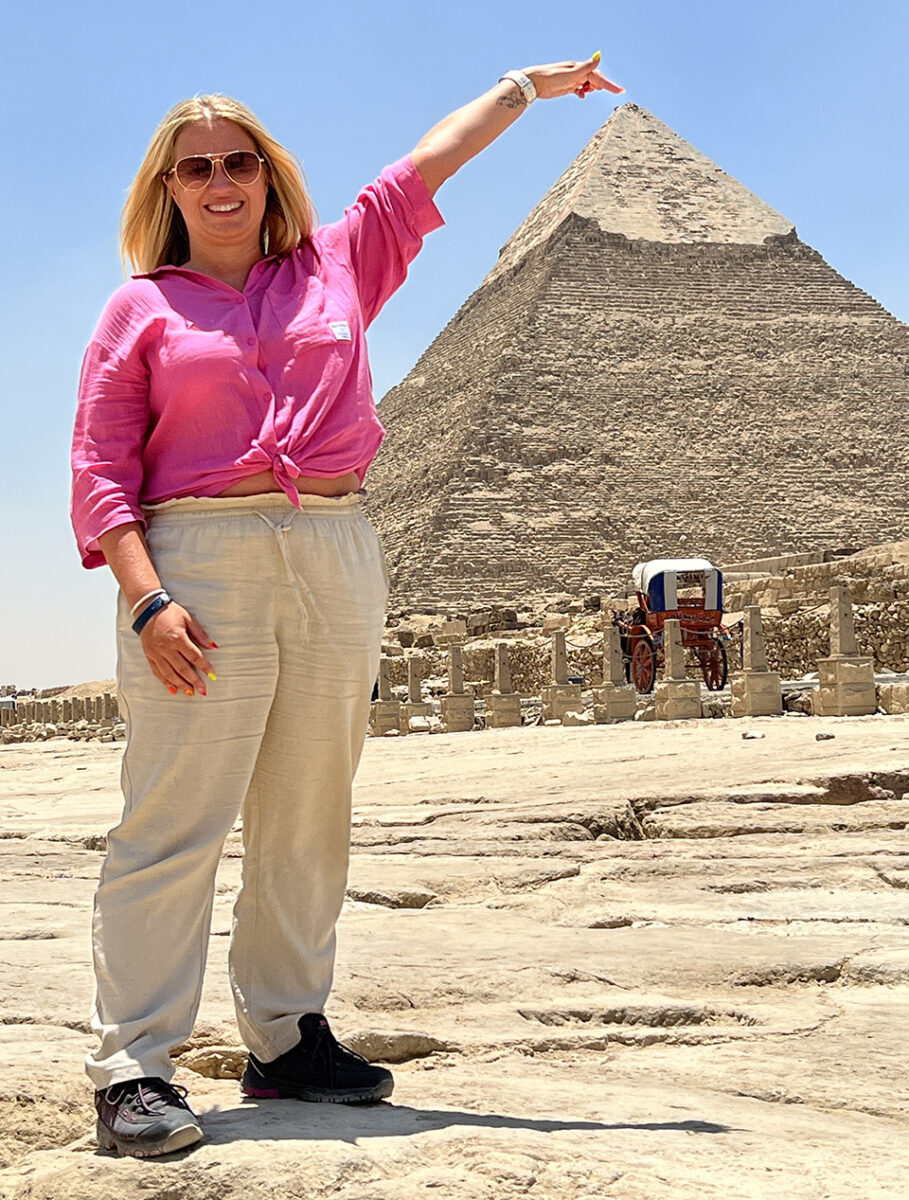 Exploring the Pyramids of Giza.