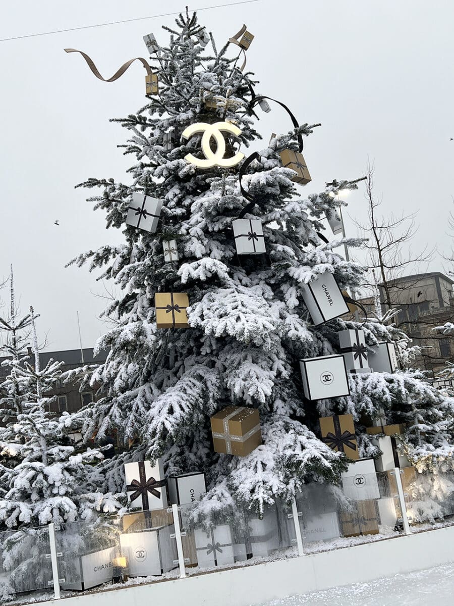 Kongens Nytorv, The Chanel Christmas tree, Copenhagen, Denmark.