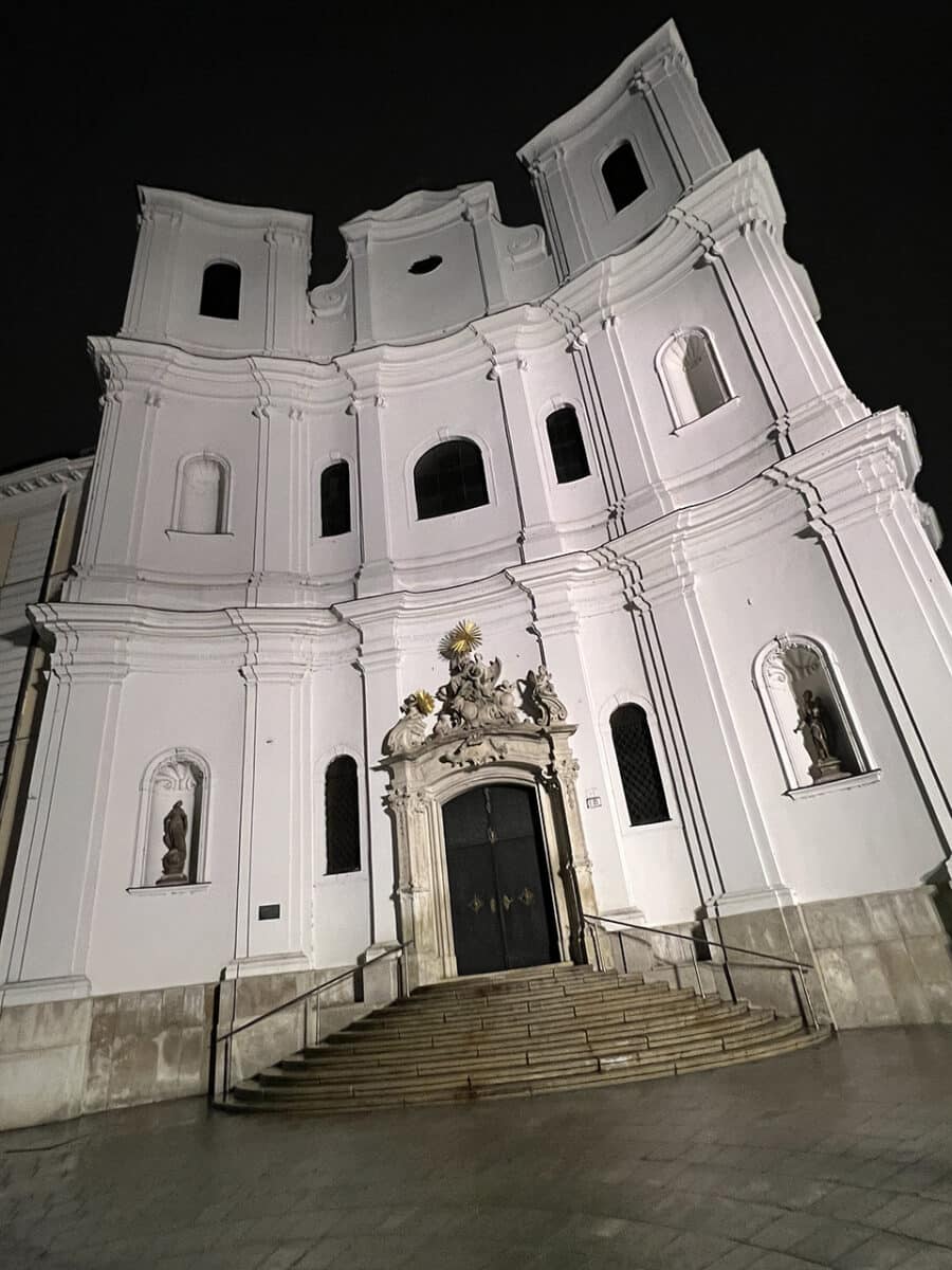 Explore the city of Bratislava by night.