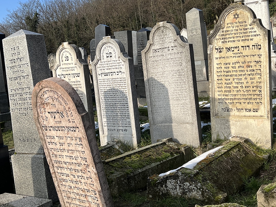 Amazing things to see and do in Bratislava. Graves and headstones in the Jewish Cemetery.