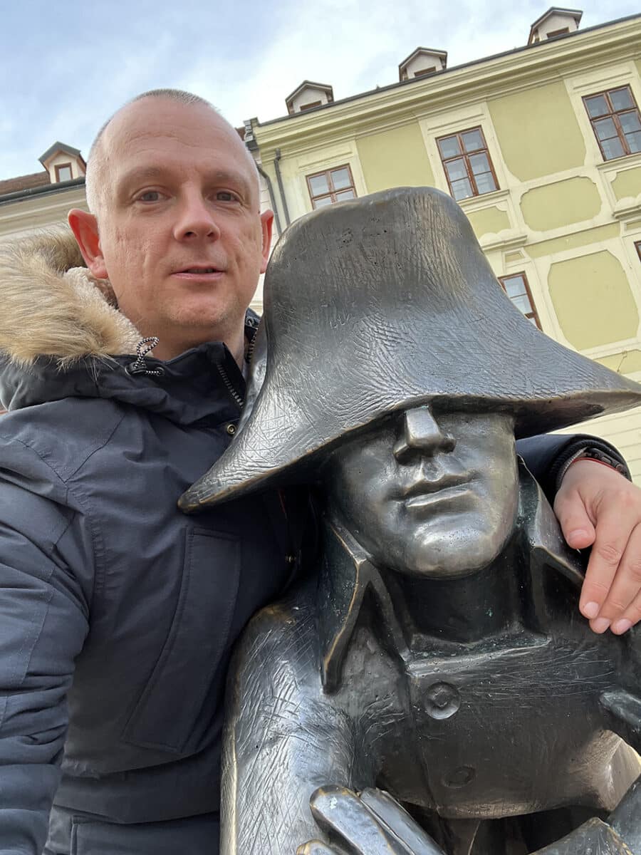 More quirky statues and monuments, the Napolean soldier. 20 Amazing things to do in Bratislava.